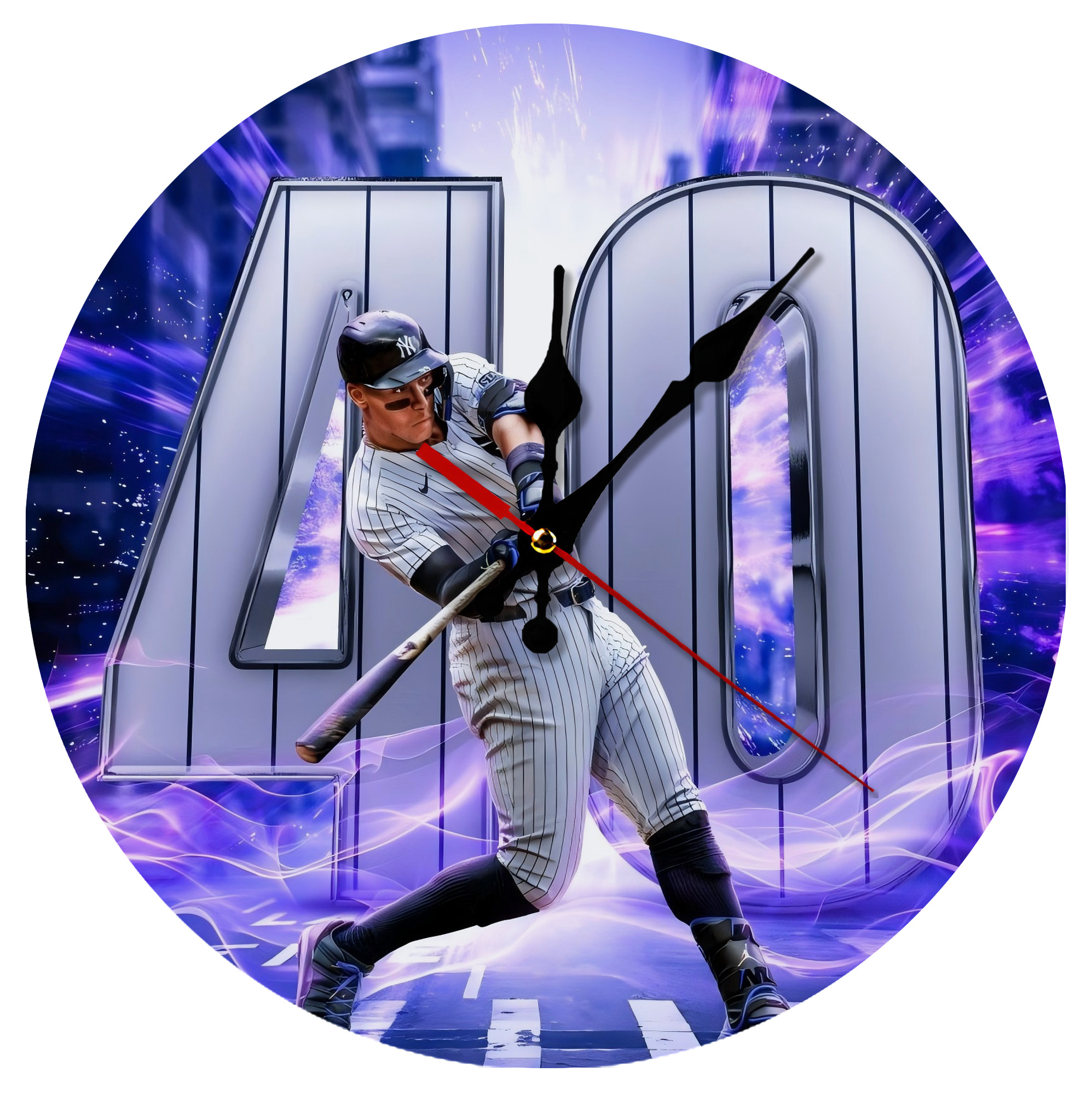 Aaron Judge 40 Home Runs Silent Round Wall Clock – Modern & Stylish DIY Design, Durable Wood Construction, Easy To Install – Perfect For Office, Bedroom, Living Room, And More